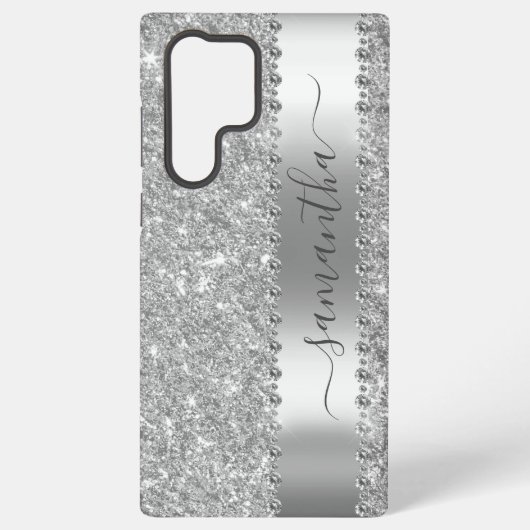 ダイヤモンドきらきら光るグリッター書名バラ金ゴールド SAMSUNG GALAXYケース (裏面)