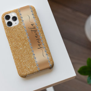 ダイヤモンドきらきら光るグリッター書名Copper iPhone 13 Pro Maxケース