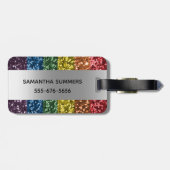 ダイヤモンドきらきら光るグリッター書道名レインボー ラゲッジタグ (裏面横)