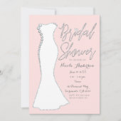 ダイヤモンドきらきら光るズ結婚ドレスピンクブライダルシャワー 招待状 (正面)