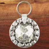 ダイヤモンドきらきら光るラインストーンヴィンテージ衣装ジュエリー キーホルダー (正面)