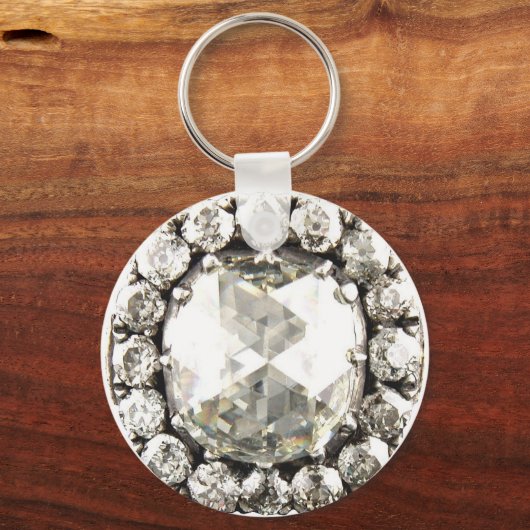 ダイヤモンドきらきら光るラインストーンヴィンテージ衣装ジュエリー キーホルダー (正面)