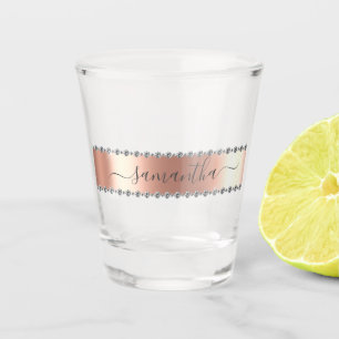 ダイヤモンドきらきら光る書名バラ金ゴールド ショットグラス