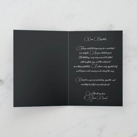 ダイヤモンドきらめくの装飾が施された21歳の誕生日 カード (内部)