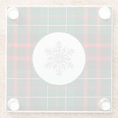 ダイヤモンドきらめくスノーフレーククリスマスレッドグリーン ガラスコースター (裏面)