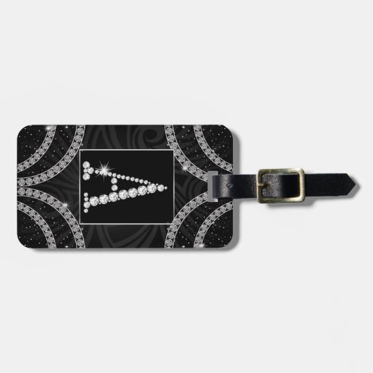 ダイヤモンドでおおわれていて- Aに署名して下さい ラゲッジタグ (正面横)