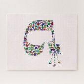 ダイヤモンドで作られたヘブライ文字'TET' ジグソーパズル (横)