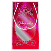 ダイヤモンドで覆われた赤い羽毛の抱き枕 スモールペーパーバッグ (裏面)