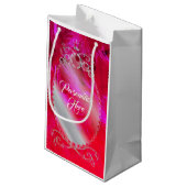 ダイヤモンドで覆われた赤い羽毛の抱き枕 スモールペーパーバッグ (裏面アングル)