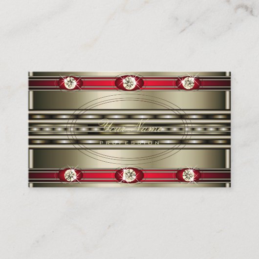 ダイヤモンドで赤い銀色を目で引フェイクく 名刺 (正面)