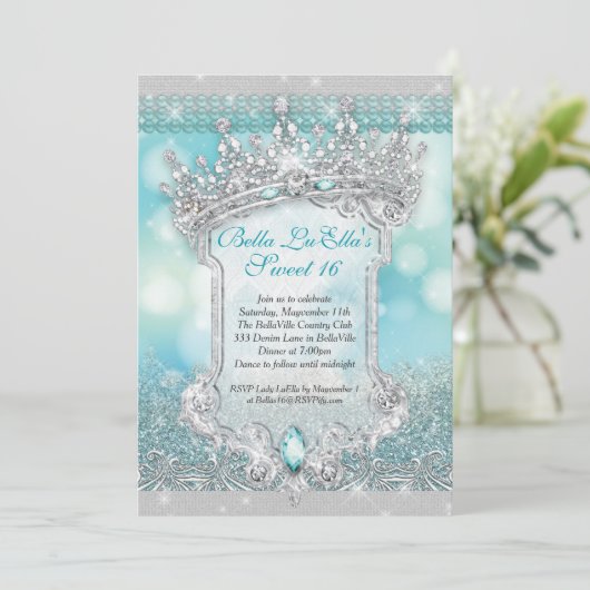 ダイヤモンドときらきら光るスウィート16カリン招待状 招待状 (スタンド正面)