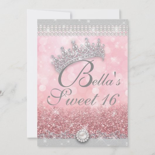 ダイヤモンドときらきら光るスウィート16カリン招待状 招待状 (裏面)