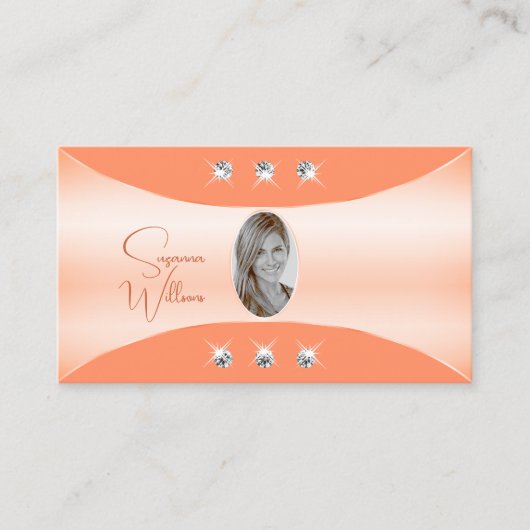ダイヤモンドときらめく写真の桃の色 名刺 (正面)
