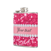 ダイヤモンドとのショッキングピンクの大きくフェイクなグリッター フラスク (左)