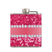 ダイヤモンドとのショッキングピンクの大きくフェイクなグリッター フラスク (裏面)