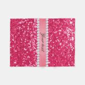 ダイヤモンドとのショッキングピンクの大きくフェイクなグリッター フリースブランケット (正面(横))