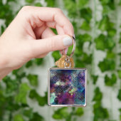 ダイヤモンドとの嵐の多彩な水彩画の抽象芸術 キーホルダー (手)