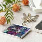 ダイヤモンドとの嵐の多彩な水彩画の抽象芸術 キーホルダー (側面)