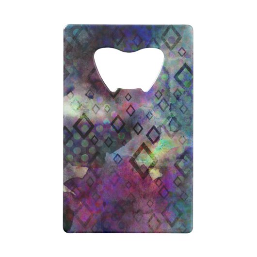 ダイヤモンドとの嵐の多彩な水彩画の抽象芸術 クレジットカード栓抜き (裏面)