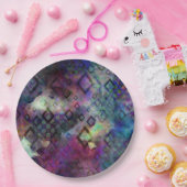 ダイヤモンドとの嵐の多彩な水彩画の抽象芸術 ペーパープレート (パーティー)