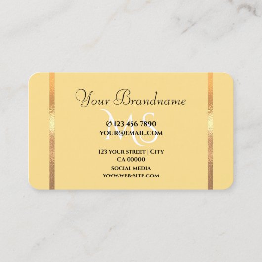 ダイヤモンドとイニシャルを使用した黒と金色 名刺 (裏面)