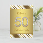 ダイヤモンドとゴールドの50歳の誕生日パーティー 招待状 (スタンド正面)