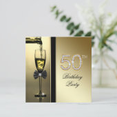 ダイヤモンドとゴールドシャンパン50歳の誕生日パーティー 招待状 (スタンド正面)