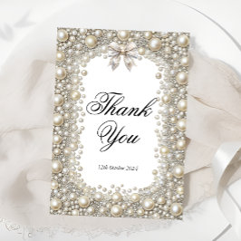 ダイヤモンドとパールのブライダルシャワー感謝カード サンキューカード