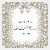 ダイヤモンドとパールのブライダルシャワー スクエアシール (正面)