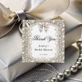 ダイヤモンドとパールのブライダルシャワー フェイバータグ