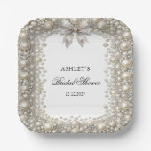 ダイヤモンドとパールブライダルシャワー ペーパープレート (正面)