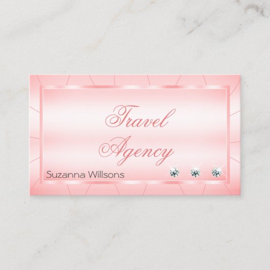 ダイヤモンドとフォトグラマラスを使用した発光ピンク 名刺 (正面)