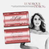 ダイヤモンドとモノグラムが入ったラグジュアリーシメリーレッド 名刺