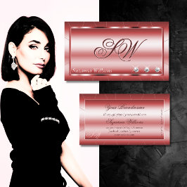 ダイヤモンドとモノグラムが入ったラグジュアリーシメリーレッド 名刺