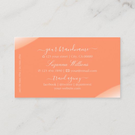 ダイヤモンドとモノグラムきらめくを持つノーブルピーチ 名刺 (裏面)