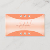 ダイヤモンドとモノグラムきらめくを持つノーブルピーチ 名刺 (正面)