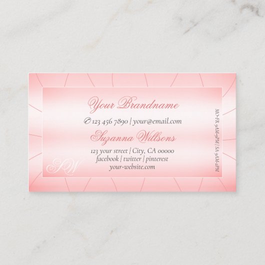 ダイヤモンドとモノグラムグラマラスの発光ピンク 名刺 (裏面)