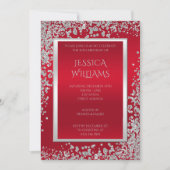 ダイヤモンドとルビーレッドのコンフェッティ誕生日パーティー 招待状 (正面)