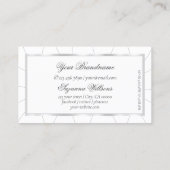 ダイヤモンドとロゴが付いた白と銀のフレームノーブル 名刺 (裏面)