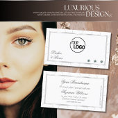 ダイヤモンドとロゴが付いた白と銀のフレームノーブル 名刺