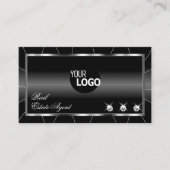 ダイヤモンドとロゴが施された絶妙な白黒 名刺 (正面)