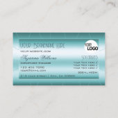 ダイヤモンドとロゴを使用したシマーミースタイリッシュティール(緑がかった色) 名刺 (裏面)