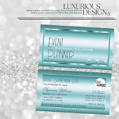 ダイヤモンドとロゴを使用したシマーミースタイリッシュティール(緑がかった色) 名刺