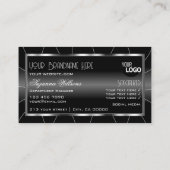 ダイヤモンドとロゴを使用した高貴な白黒スタイリッシュ 名刺 (裏面)