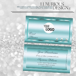 ダイヤモンドとロゴグラマラスのシマリーティール（緑がかった色） 名刺