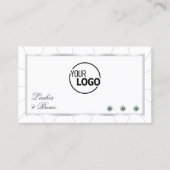 ダイヤモンドとロゴモダン付き白と銀のフレーム 名刺 (正面)