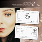 ダイヤモンドとロゴモダン付き白と銀のフレーム 名刺