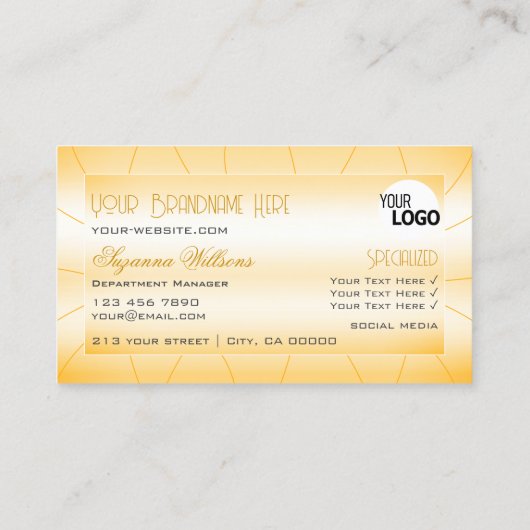 ダイヤモンドとロゴルクセングラムを使用したシマーリーオレンジ 名刺 (裏面)