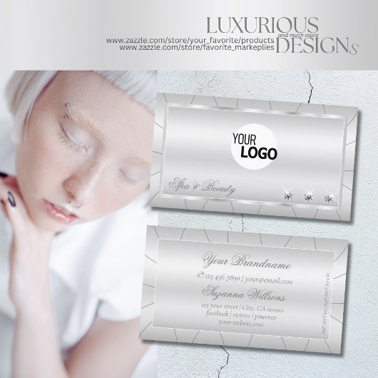 ダイヤモンドとロ華美ゴを使用した豪華な銀 名刺