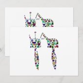 ダイヤモンドと宝石で作られたヘブライ文字 'CHET' 招待状 (正面/裏面)